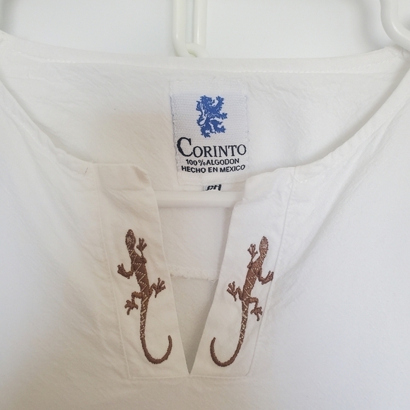 CORINTO MENS SHIRT PULLOVER SPLIT-NECK EMBROIDERED GECKO WHITE ( S ) - Picture 4 of 9